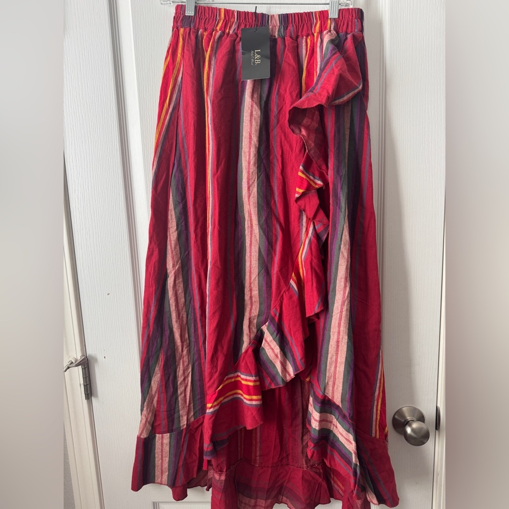 L & B Lucky & Blessed Cotton Ruffle Skirt New w/ Tags #boho #vacation #festival